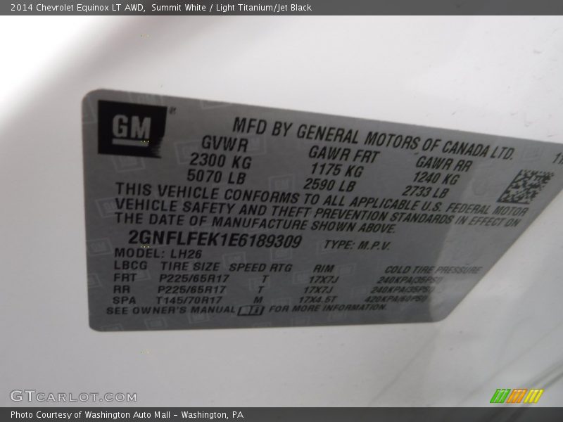 Summit White / Light Titanium/Jet Black 2014 Chevrolet Equinox LT AWD