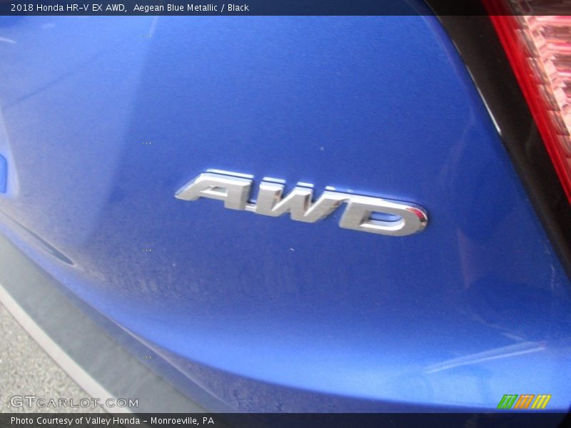 Aegean Blue Metallic / Black 2018 Honda HR-V EX AWD