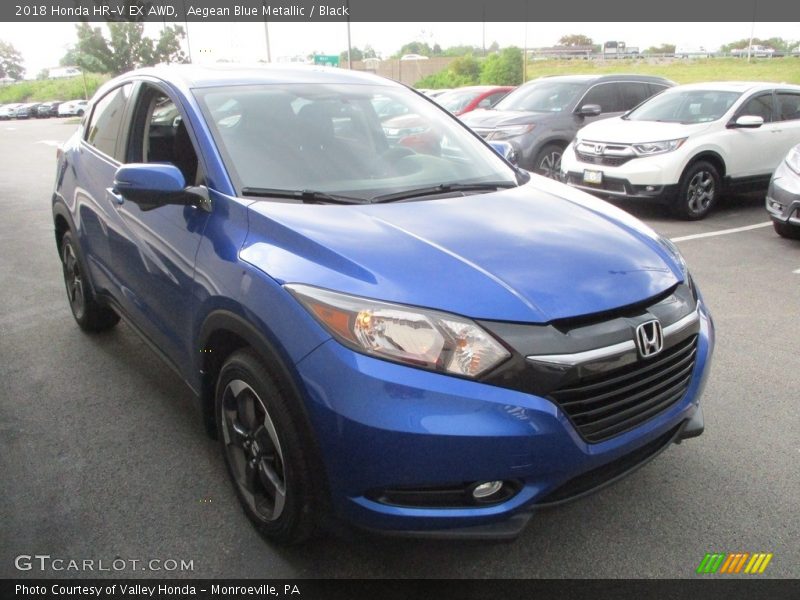 Aegean Blue Metallic / Black 2018 Honda HR-V EX AWD