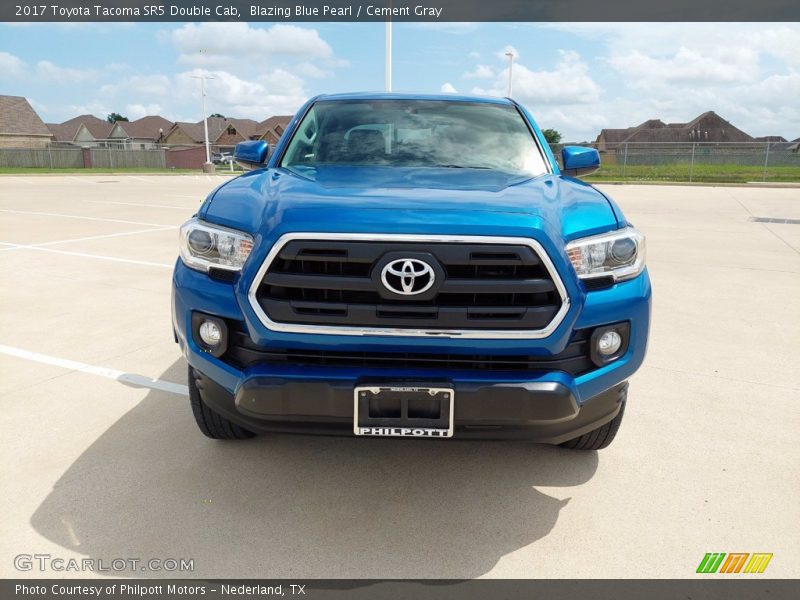 Blazing Blue Pearl / Cement Gray 2017 Toyota Tacoma SR5 Double Cab