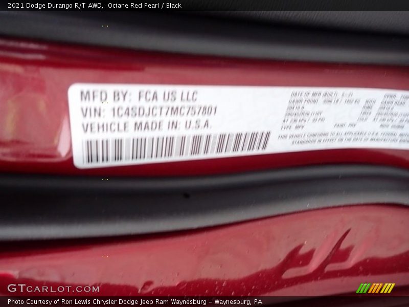 Octane Red Pearl / Black 2021 Dodge Durango R/T AWD