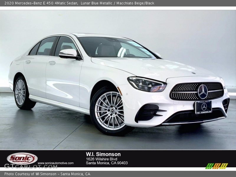 Lunar Blue Metallic / Macchiato Beige/Black 2020 Mercedes-Benz E 450 4Matic Sedan