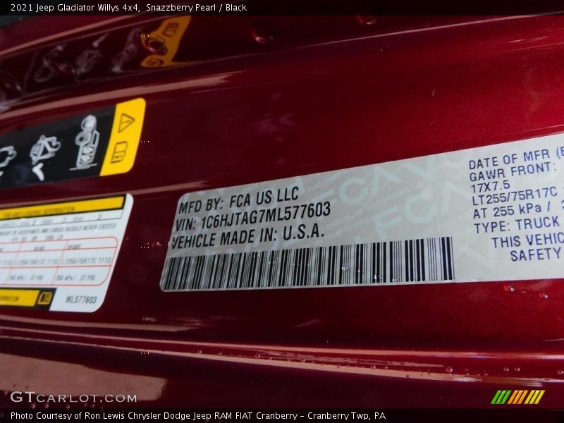 Snazzberry Pearl / Black 2021 Jeep Gladiator Willys 4x4