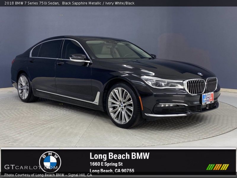 Black Sapphire Metallic / Ivory White/Black 2018 BMW 7 Series 750i Sedan