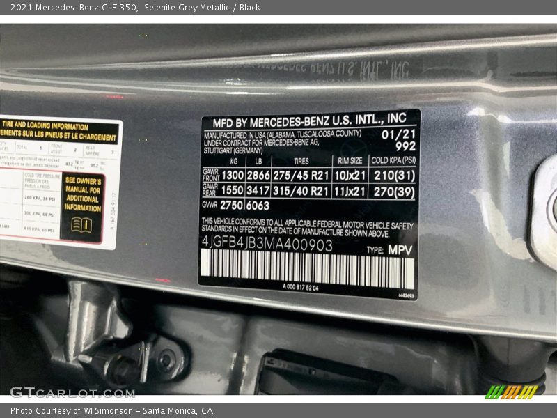2021 GLE 350 Selenite Grey Metallic Color Code 992