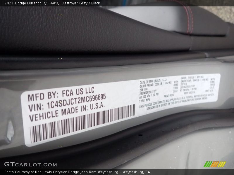 Destroyer Gray / Black 2021 Dodge Durango R/T AWD