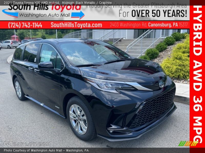 Midnight Black Metallic / Graphite 2021 Toyota Sienna XSE AWD Hybrid