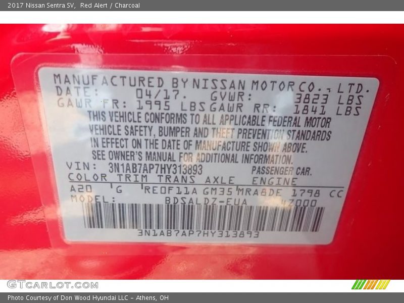 Red Alert / Charcoal 2017 Nissan Sentra SV