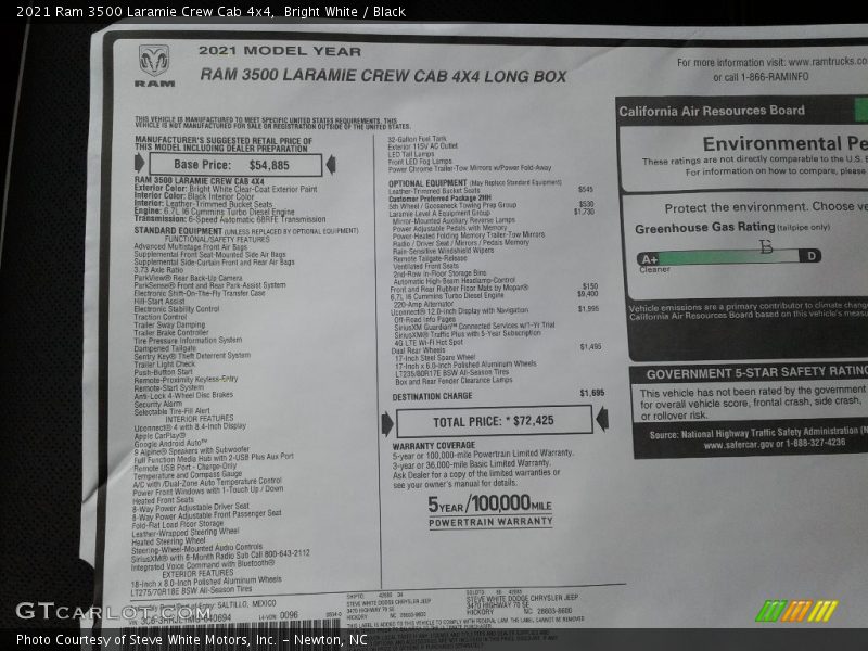 Bright White / Black 2021 Ram 3500 Laramie Crew Cab 4x4