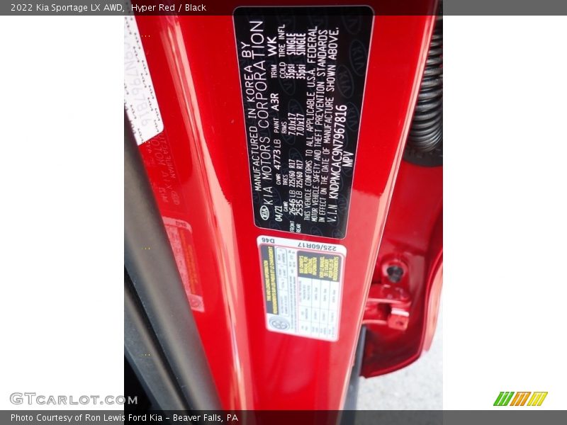 Hyper Red / Black 2022 Kia Sportage LX AWD