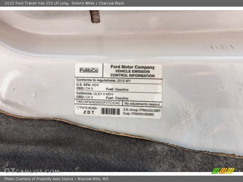 Oxford White / Charcoal Black 2015 Ford Transit Van 350 LR Long