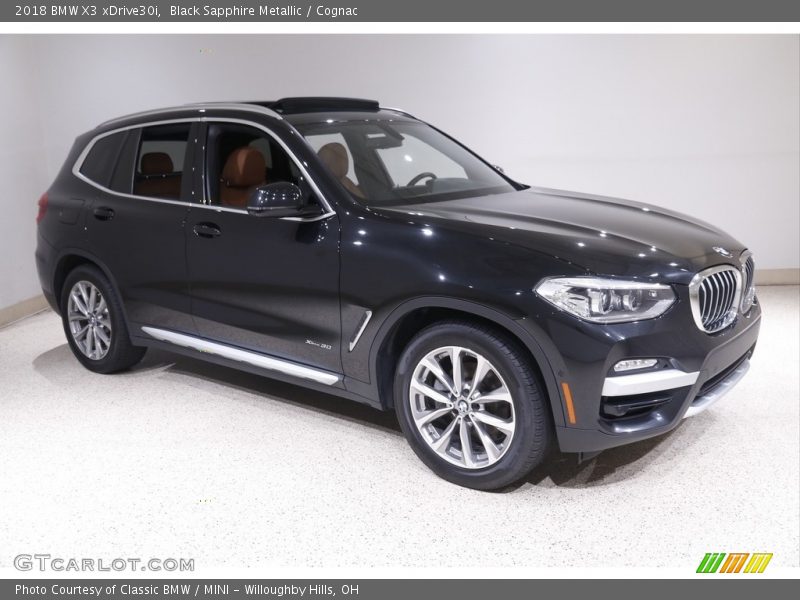 Black Sapphire Metallic / Cognac 2018 BMW X3 xDrive30i