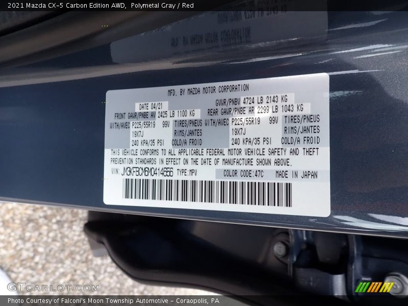Polymetal Gray / Red 2021 Mazda CX-5 Carbon Edition AWD