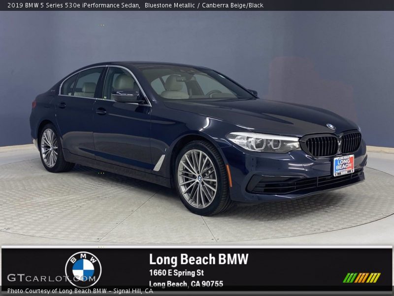 Bluestone Metallic / Canberra Beige/Black 2019 BMW 5 Series 530e iPerformance Sedan