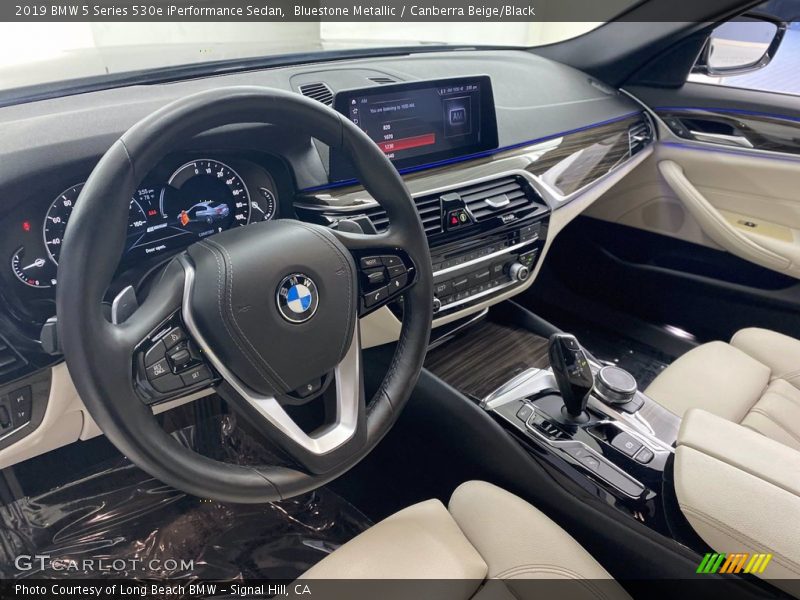 Bluestone Metallic / Canberra Beige/Black 2019 BMW 5 Series 530e iPerformance Sedan