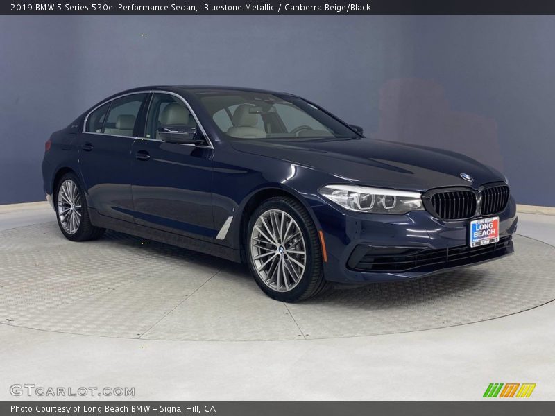 Bluestone Metallic / Canberra Beige/Black 2019 BMW 5 Series 530e iPerformance Sedan