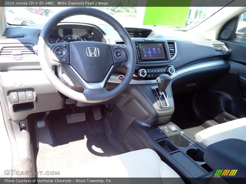 White Diamond Pearl / Beige 2016 Honda CR-V EX AWD
