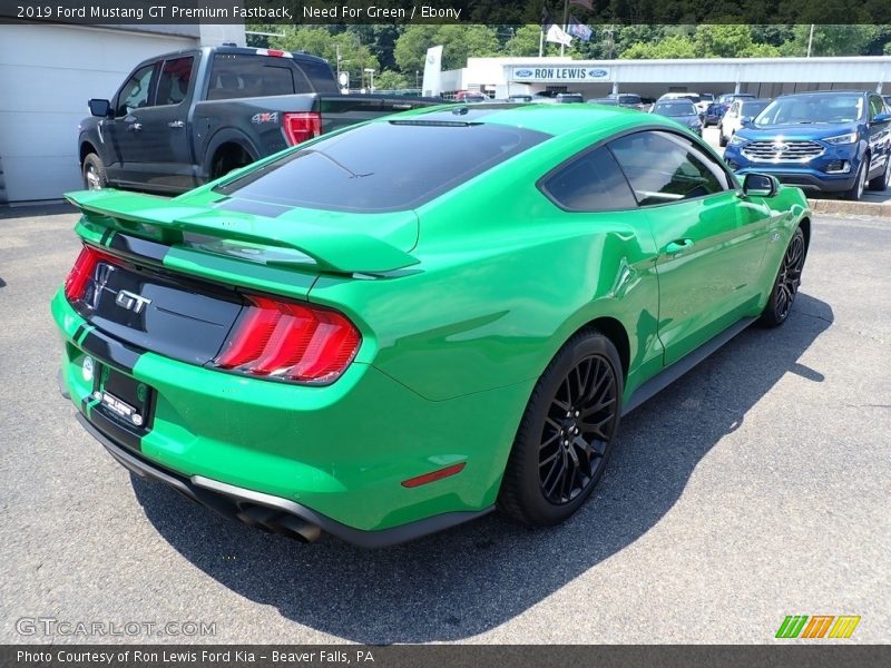 Need For Green / Ebony 2019 Ford Mustang GT Premium Fastback