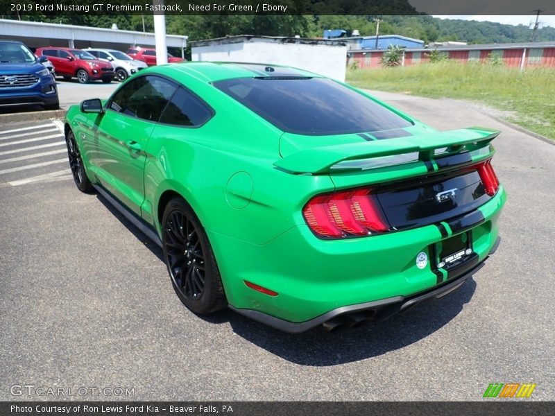 Need For Green / Ebony 2019 Ford Mustang GT Premium Fastback