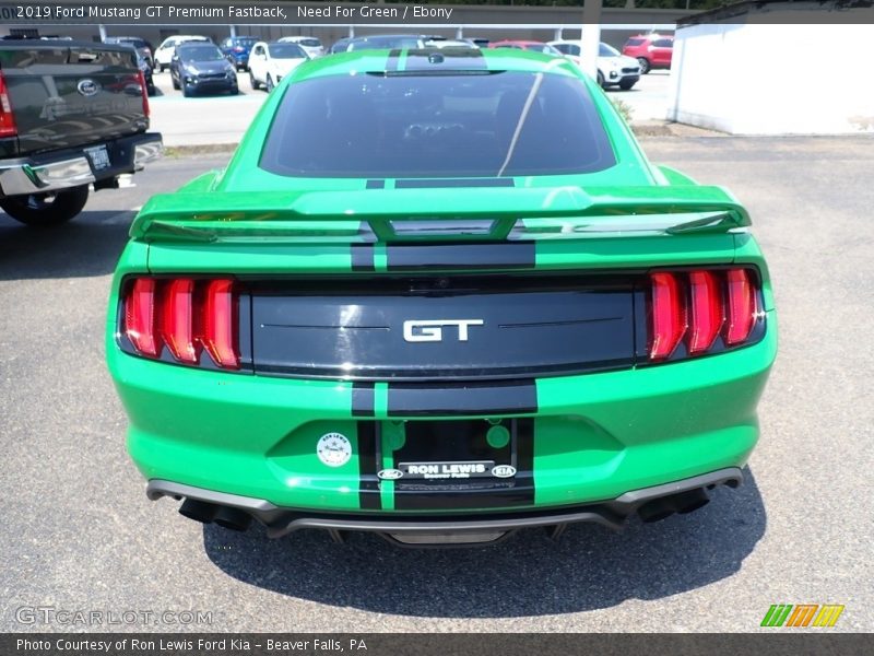 Need For Green / Ebony 2019 Ford Mustang GT Premium Fastback