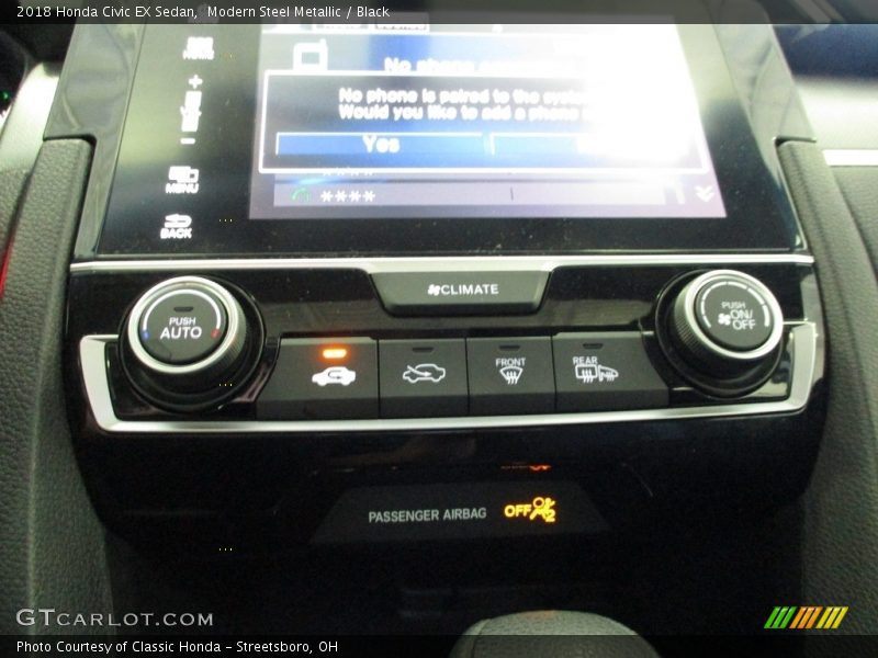Modern Steel Metallic / Black 2018 Honda Civic EX Sedan