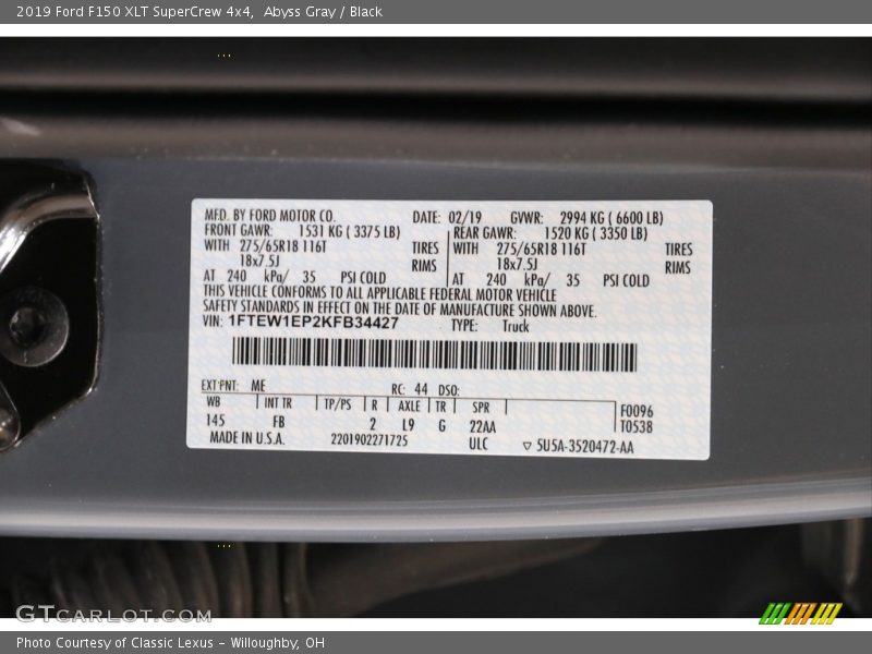 Abyss Gray / Black 2019 Ford F150 XLT SuperCrew 4x4