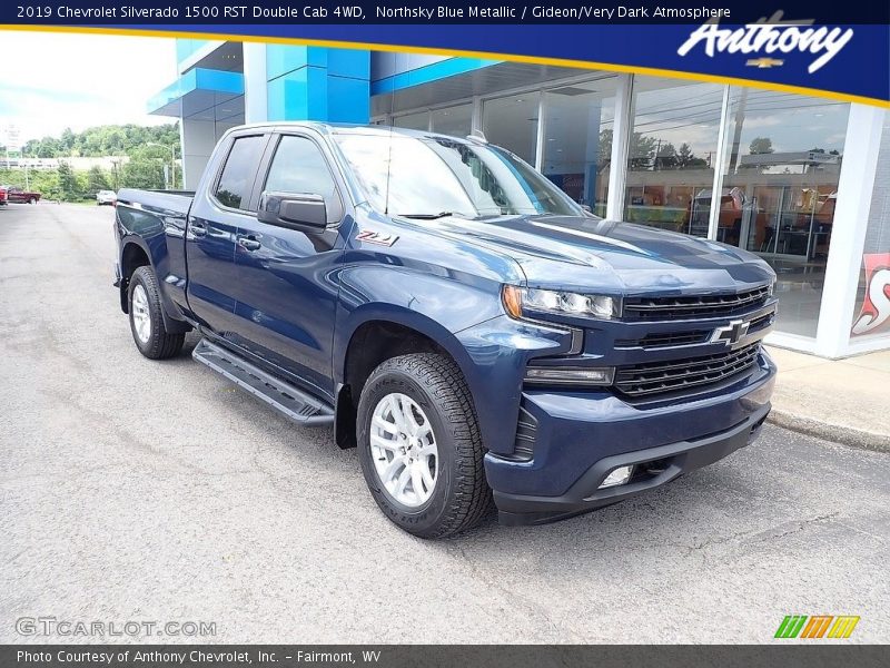 Northsky Blue Metallic / Gideon/Very Dark Atmosphere 2019 Chevrolet Silverado 1500 RST Double Cab 4WD
