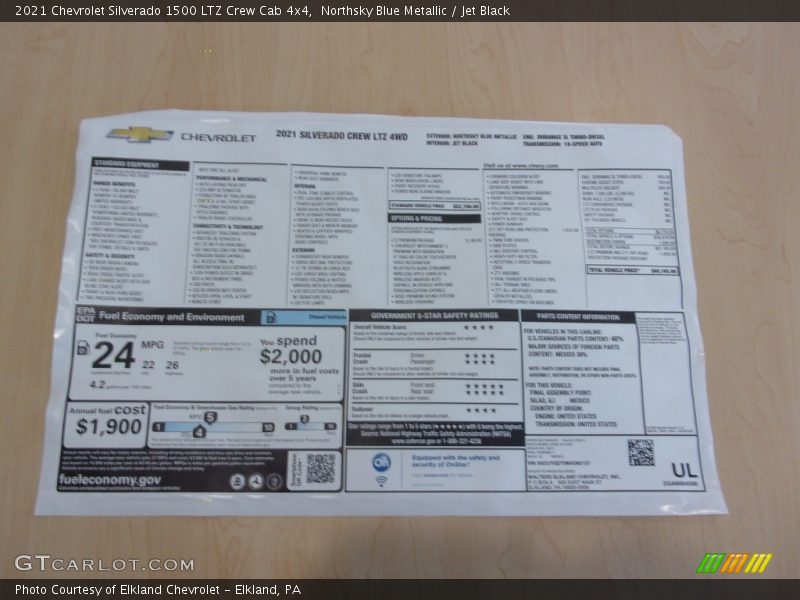  2021 Silverado 1500 LTZ Crew Cab 4x4 Window Sticker