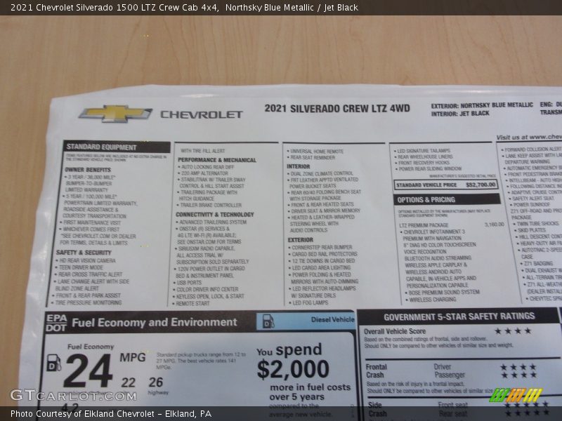 Northsky Blue Metallic / Jet Black 2021 Chevrolet Silverado 1500 LTZ Crew Cab 4x4