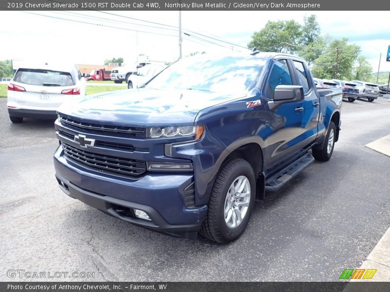 Northsky Blue Metallic / Gideon/Very Dark Atmosphere 2019 Chevrolet Silverado 1500 RST Double Cab 4WD