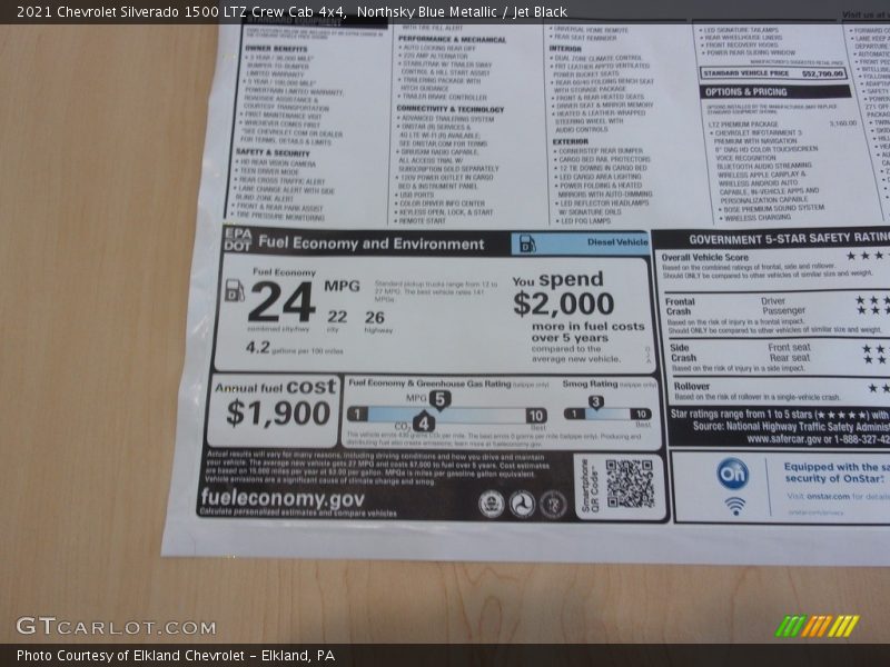Northsky Blue Metallic / Jet Black 2021 Chevrolet Silverado 1500 LTZ Crew Cab 4x4