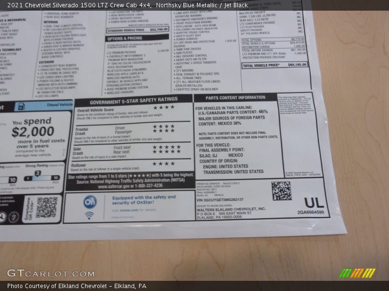 Northsky Blue Metallic / Jet Black 2021 Chevrolet Silverado 1500 LTZ Crew Cab 4x4