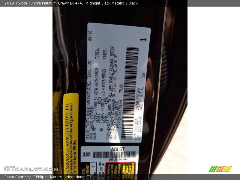 Midnight Black Metallic / Black 2019 Toyota Tundra Platinum CrewMax 4x4