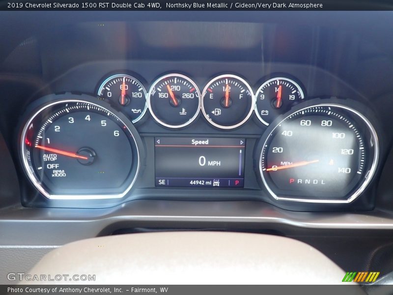 Northsky Blue Metallic / Gideon/Very Dark Atmosphere 2019 Chevrolet Silverado 1500 RST Double Cab 4WD