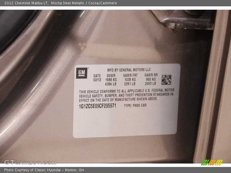 Mocha Steel Metallic / Cocoa/Cashmere 2012 Chevrolet Malibu LT
