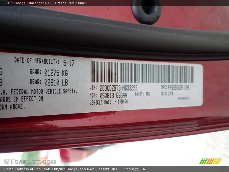 Octane Red / Black 2017 Dodge Challenger R/T