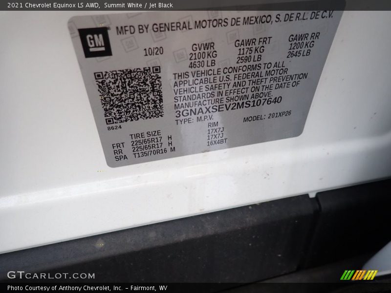 Summit White / Jet Black 2021 Chevrolet Equinox LS AWD