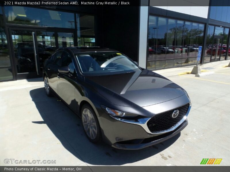 Machine Gray Metallic / Black 2021 Mazda Mazda3 Preferred Sedan AWD
