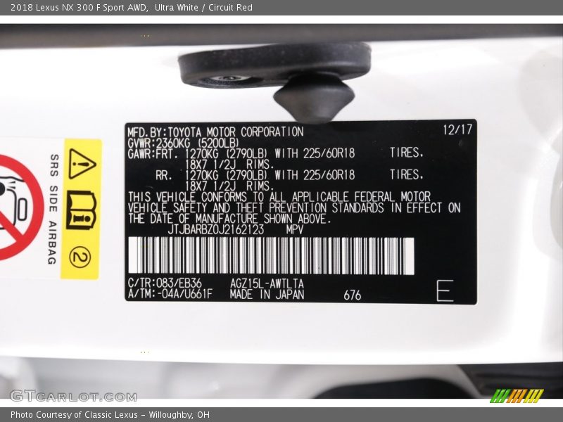 Ultra White / Circuit Red 2018 Lexus NX 300 F Sport AWD