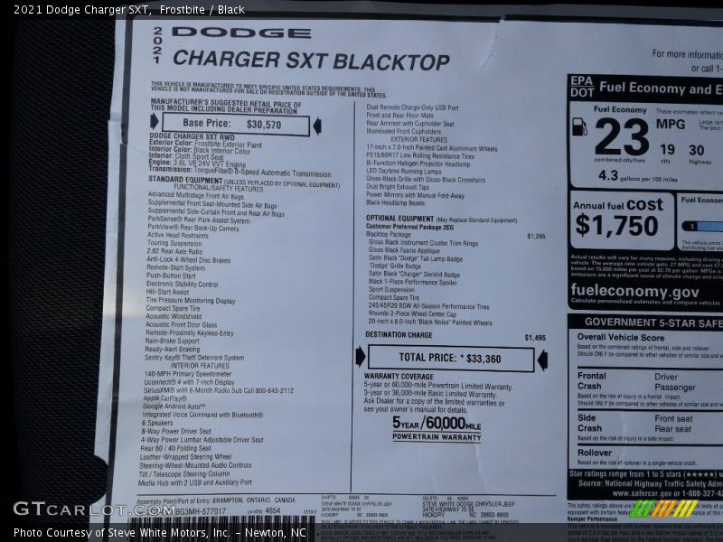 Frostbite / Black 2021 Dodge Charger SXT