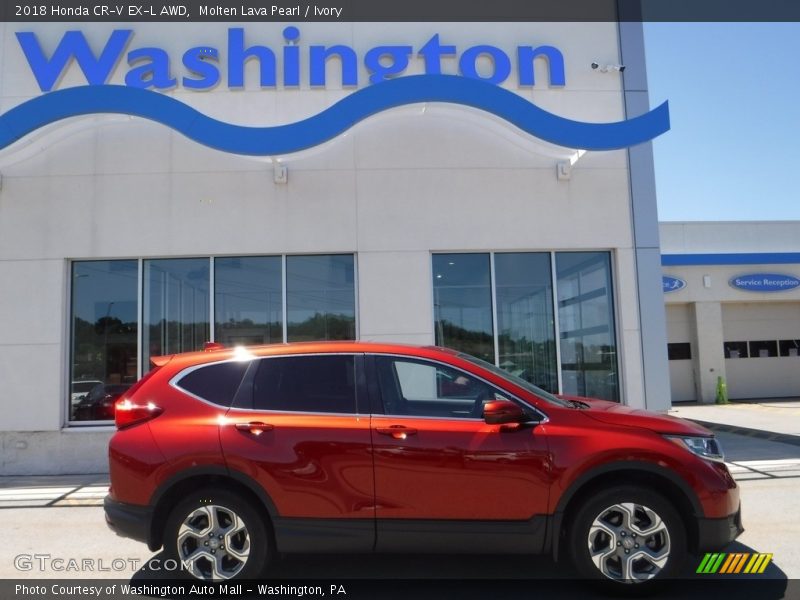 Molten Lava Pearl / Ivory 2018 Honda CR-V EX-L AWD