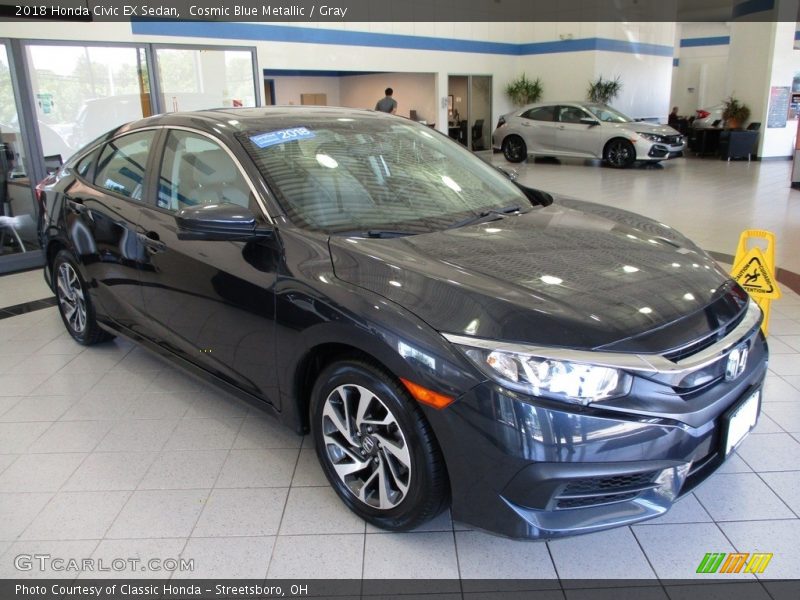 Cosmic Blue Metallic / Gray 2018 Honda Civic EX Sedan