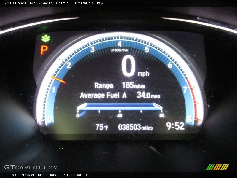 Cosmic Blue Metallic / Gray 2018 Honda Civic EX Sedan