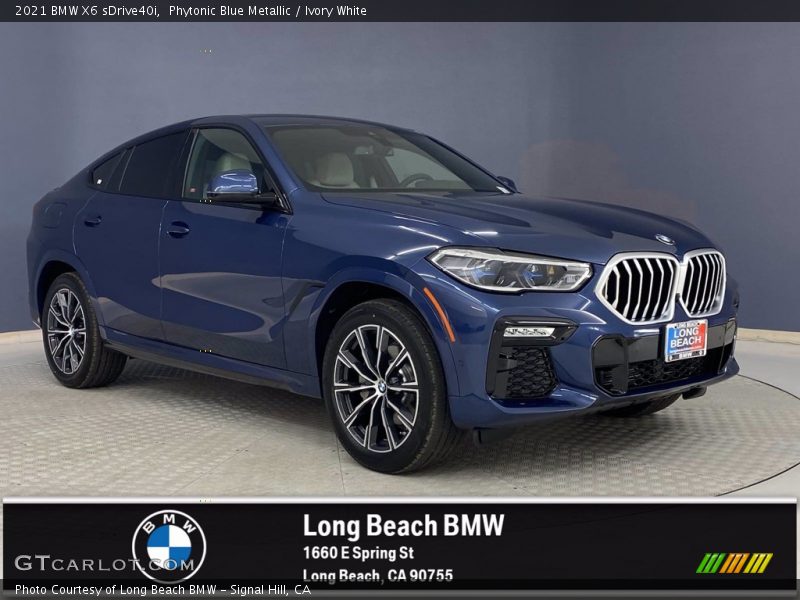 Phytonic Blue Metallic / Ivory White 2021 BMW X6 sDrive40i