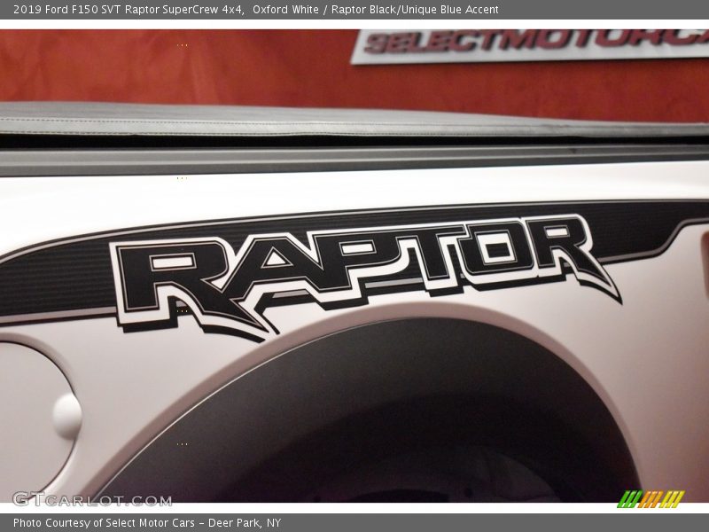 Oxford White / Raptor Black/Unique Blue Accent 2019 Ford F150 SVT Raptor SuperCrew 4x4