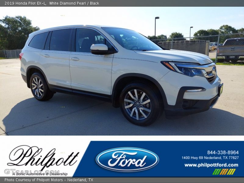 White Diamond Pearl / Black 2019 Honda Pilot EX-L