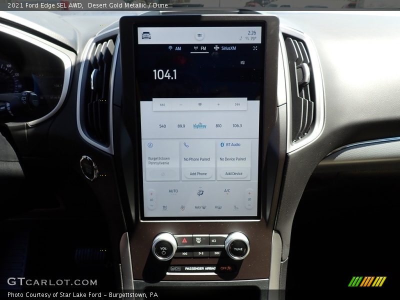 Controls of 2021 Edge SEL AWD