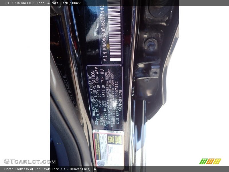 Aurora Black / Black 2017 Kia Rio LX 5 Door