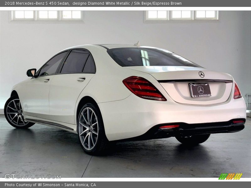 designo Diamond White Metallic / Silk Beige/Espresso Brown 2018 Mercedes-Benz S 450 Sedan