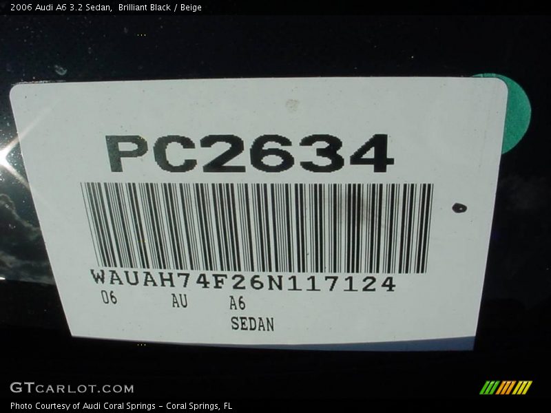 Brilliant Black / Beige 2006 Audi A6 3.2 Sedan
